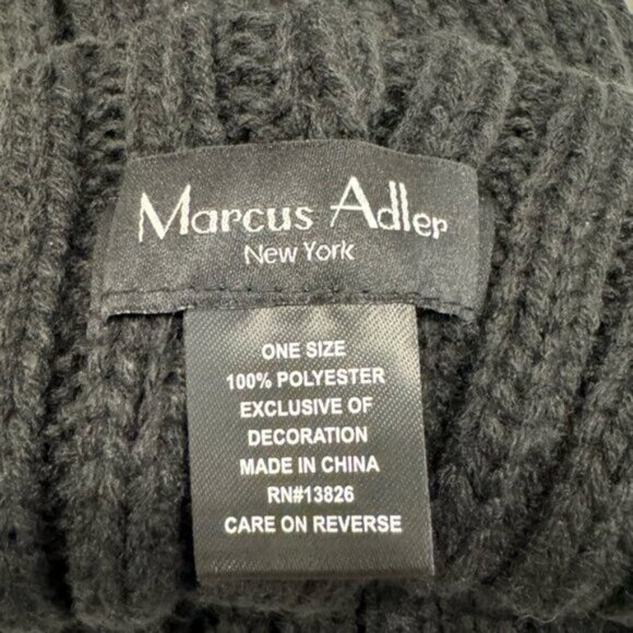 NWT Marcus Adler Black Knit Faux Pearl And Beaded Bling Warm & Comfy Beanie Hat - Picture 6 of 6